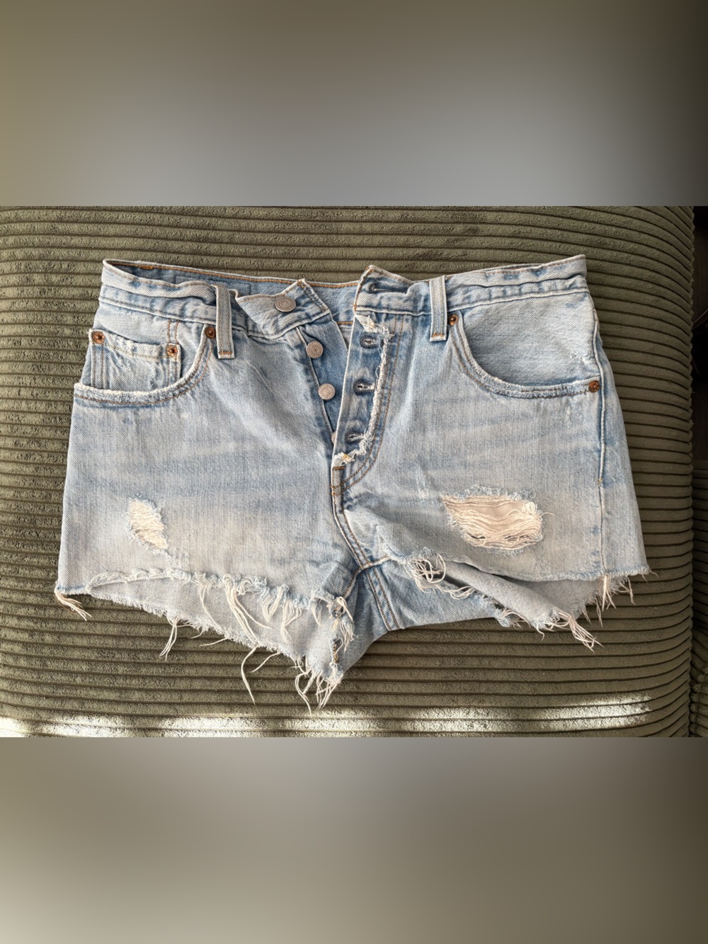 Levi's Light Wash Distressed Button-Fly Denim Cutoff Shorts